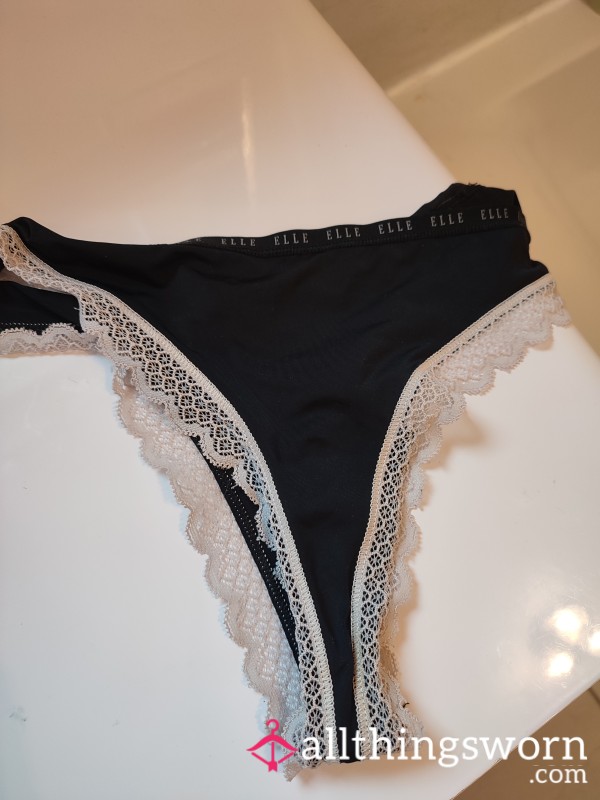 Sweaty Creamed Black Lace Thong
