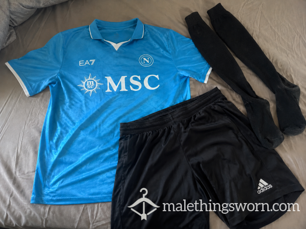 Sweaty Football Lad Bundle — Worn Socks, Training Shorts & Football Top