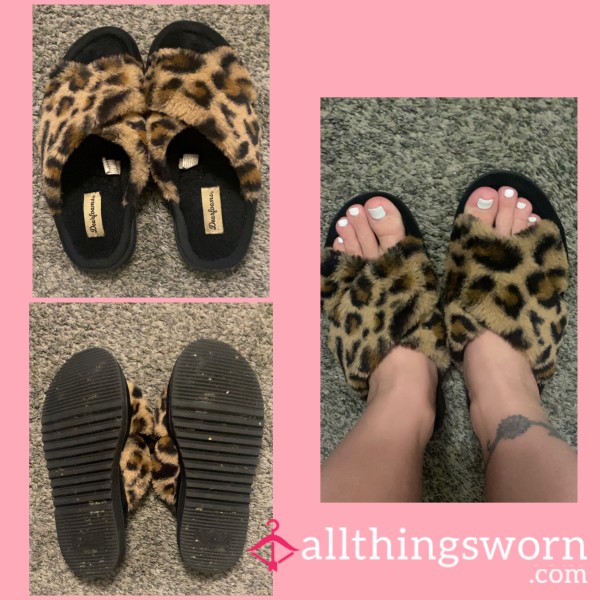Sweaty & Dirty Leopard Print Dearfoams Slide Slippers