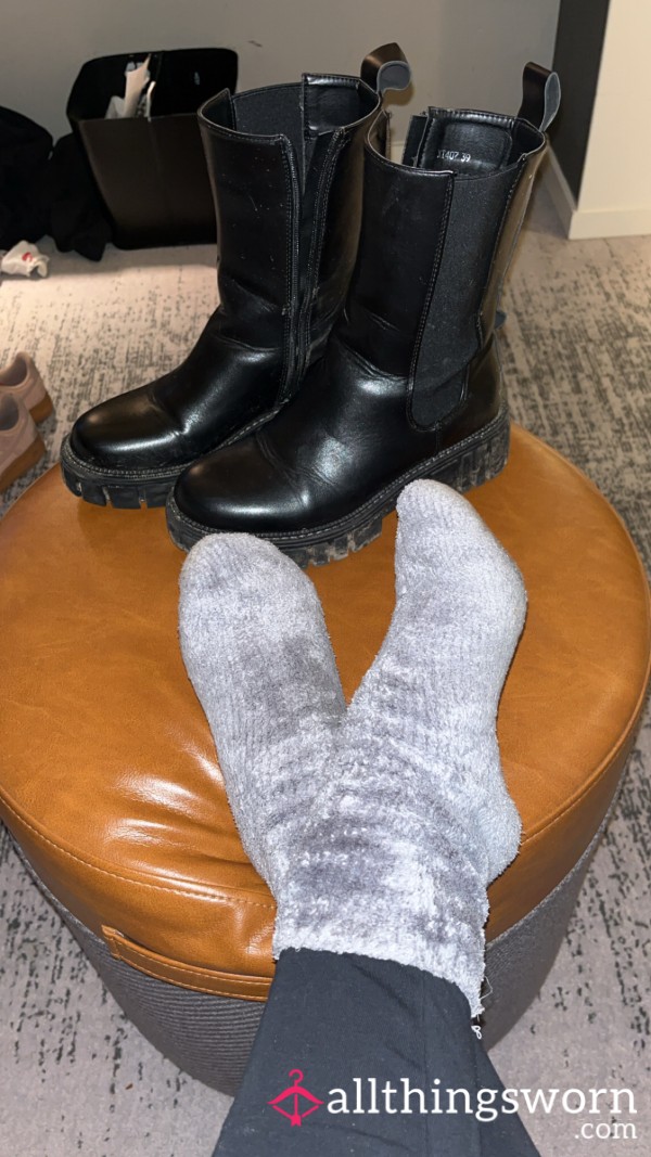 Sweaty Grey Fluffy Socks