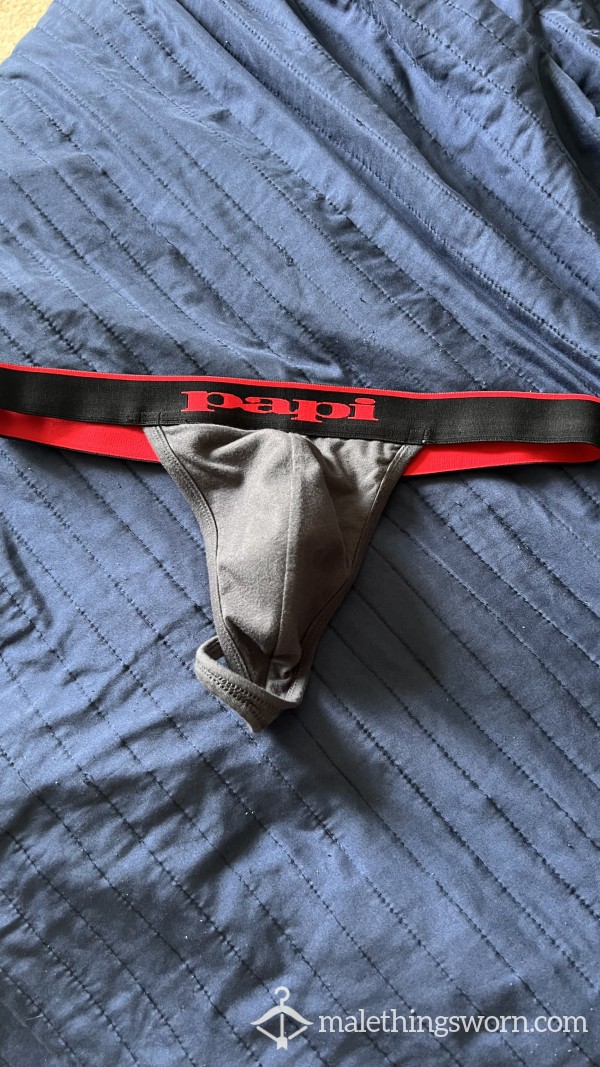 Sweaty Grey Thong Papi