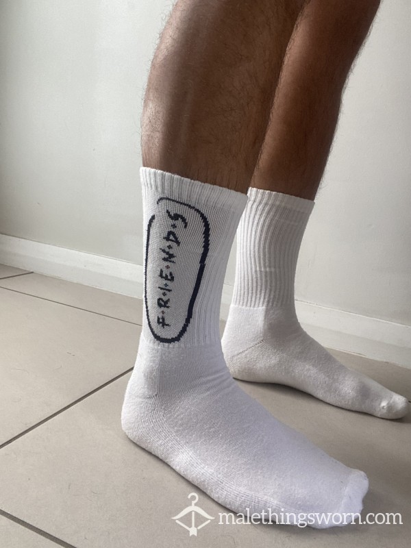Sweaty Men’s White “friends” Socks