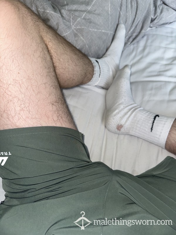 Sweaty Nike White Crew Socks (worn To Gym & For 3 Days)