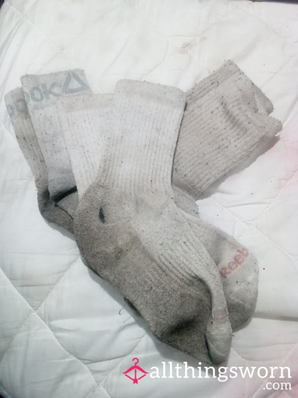 Sweaty Post-Gym Crew Socks!! 3 Pairs Of My Sweatiest, Dirtiest Gym Socks After The Gym, Running Errands, And Being In My High Tops Sneakers All Day!