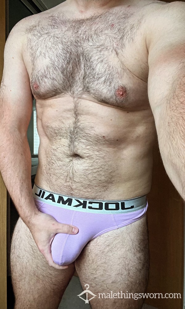 Sweaty Purple Jockmail Thong