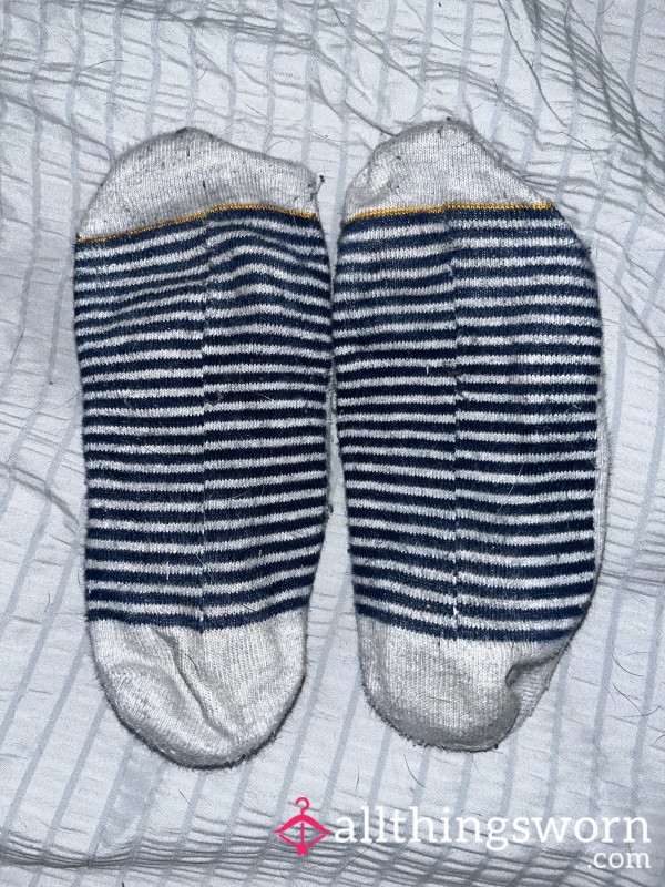 Sweaty Striped ‘No Show’ Socks - Worn 48-hours