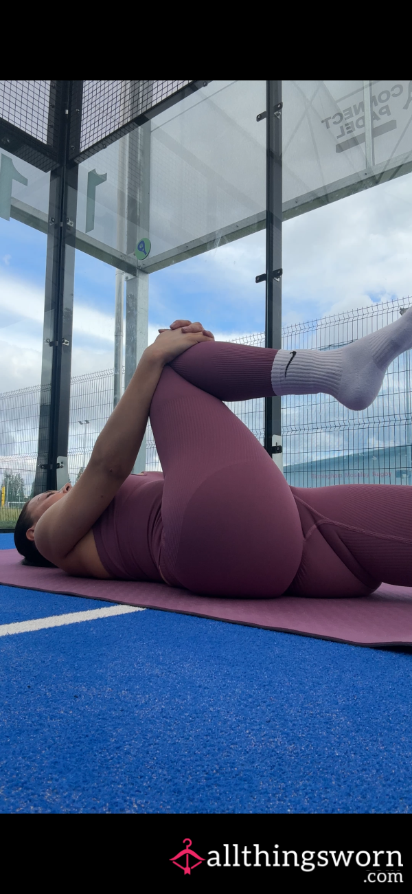 Sweaty Tight Gym Leggings Worn Whilst Doing Pilates