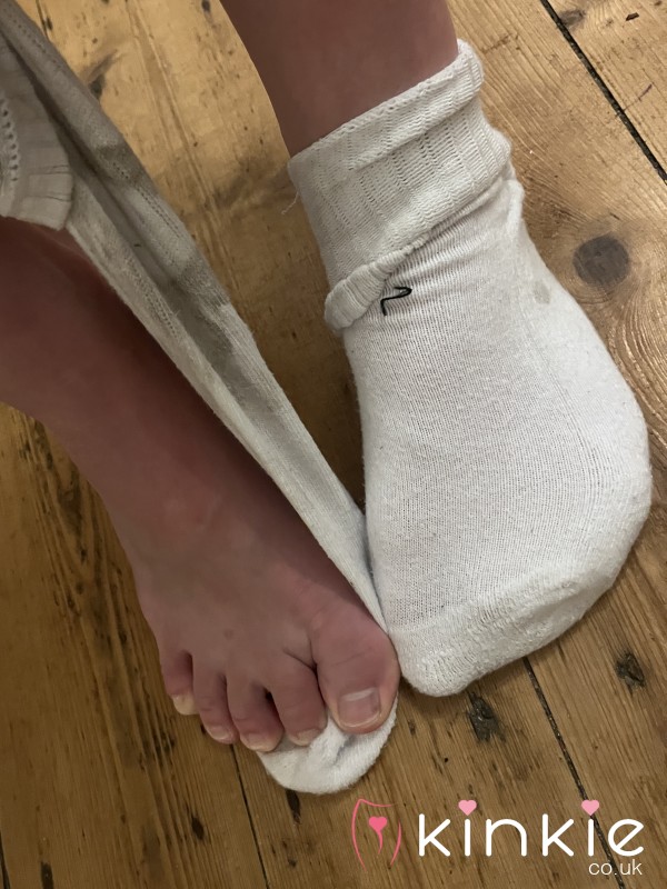 Sweaty, Used, Smelly Thick White Sports Socks After A Gym Session