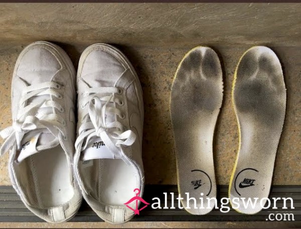 SWEATY USED WHITE SNEAKERS