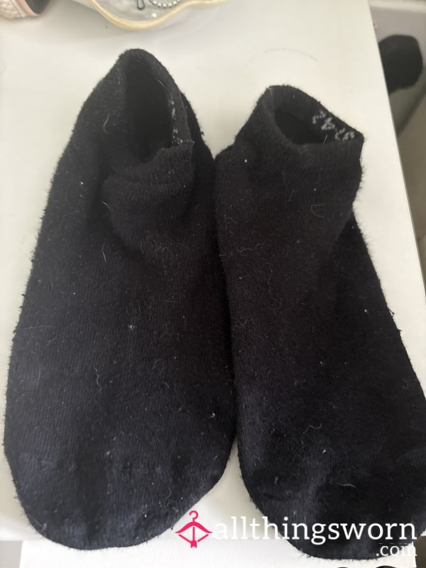 Sweaty & Well-worn Black Socks- I Can Still Feel The Wetness From The Sweat Of My Feet
