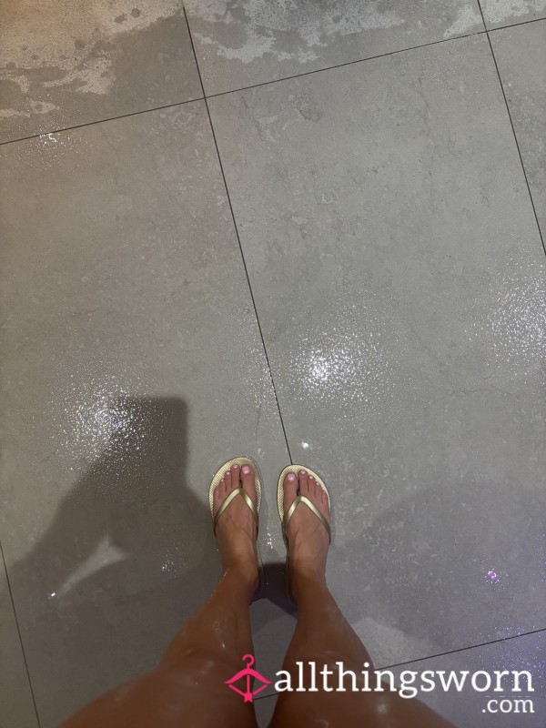 Sweaty Well Worn Everyday Flip Flops 💦