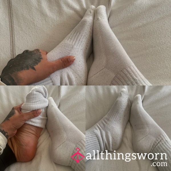 Worn Sweaty White Gym Socks