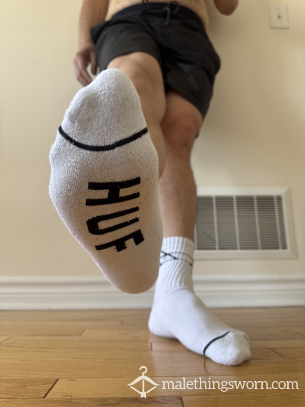 Sweaty White Huf Socks