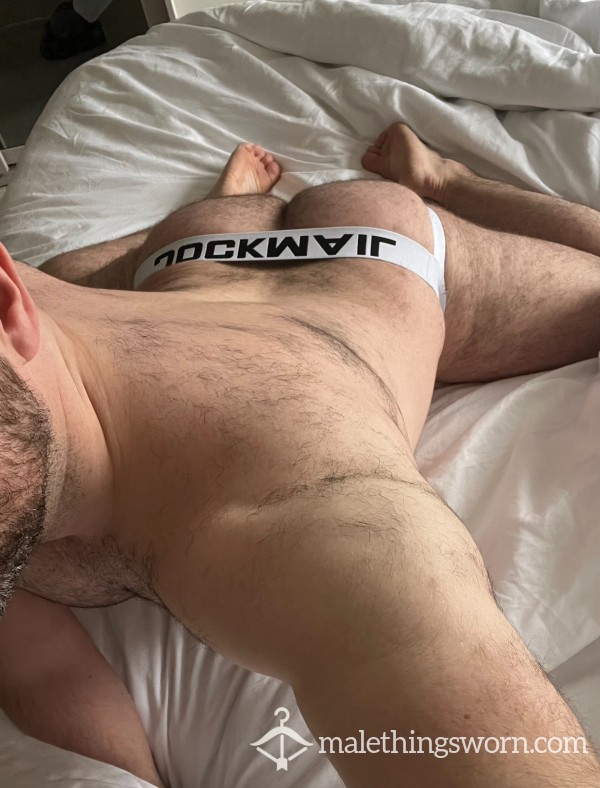 Sweaty White Jockmail Jockstrap