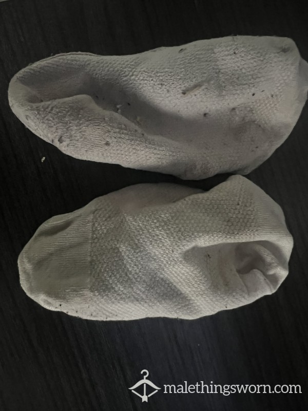 Sweaty White Pop Socks Well Worn For Gym And Day To Day Us