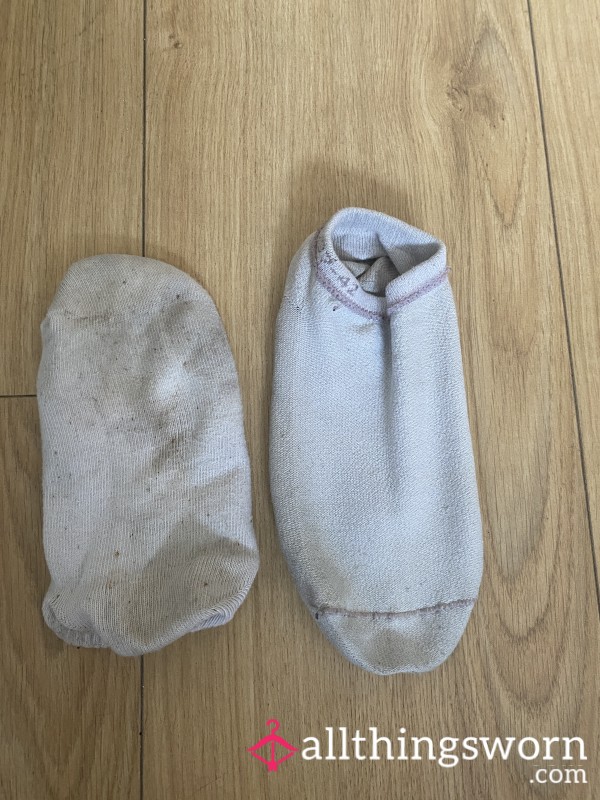 Sweaty White Trainer Socks Used For Exercise