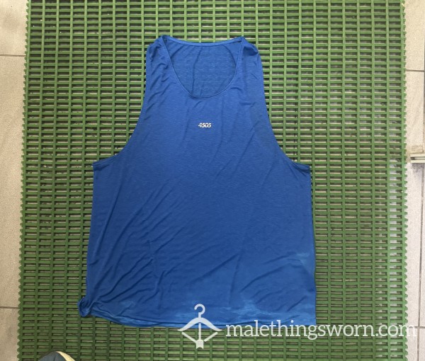 Sweaty Worn Blue Gym Vest – Muscle Cut, Real Use, Real Scent