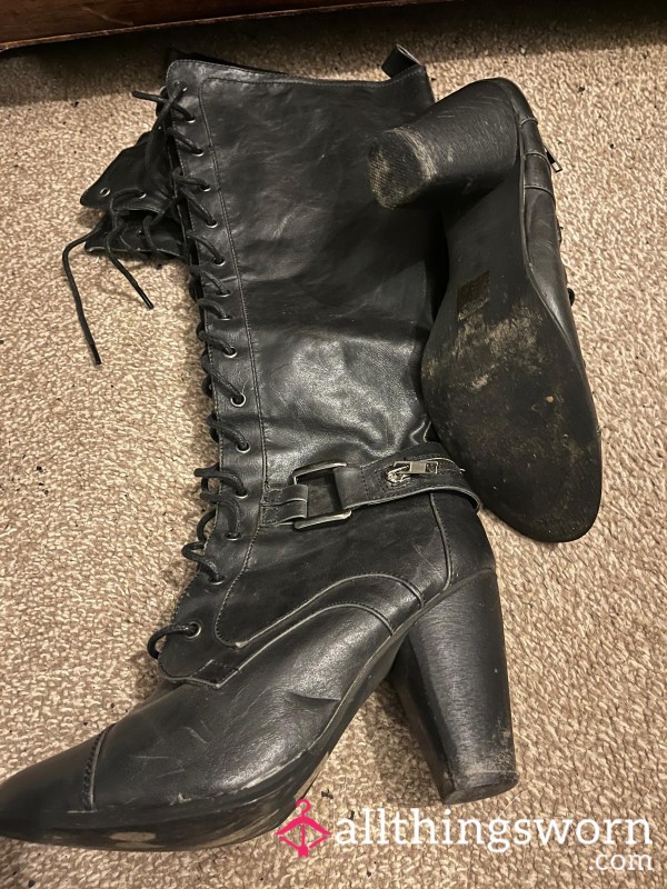Sweaty, Worn, Calf Black Boot - Cherrys