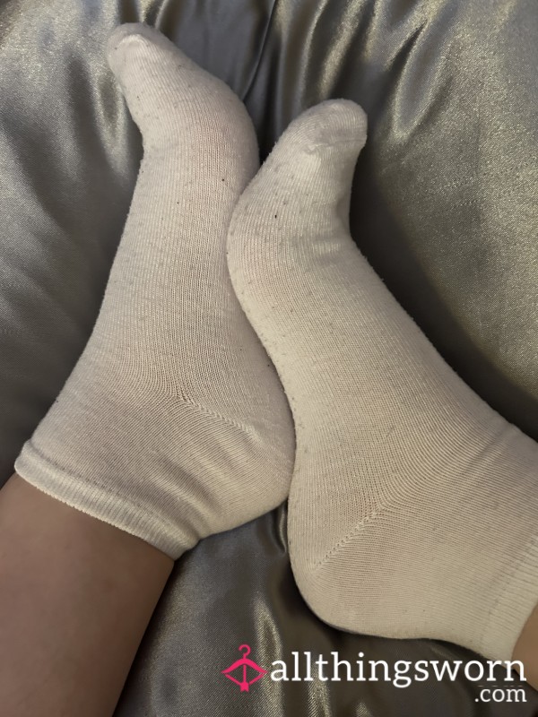 Sweaty Worn White Ankle Socks