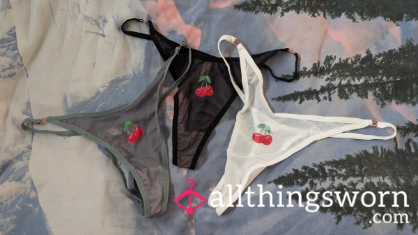 Sweet Cherry Thongs (black/grey/white)