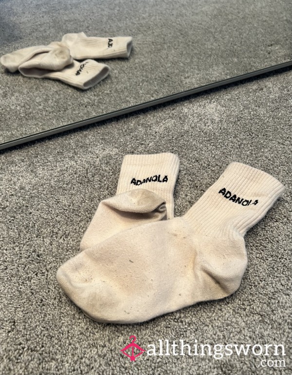 Sweet Cherry Pie Sweaty 2 Day White Adanola Gym Socks Worn To Gym & Then To Bed.