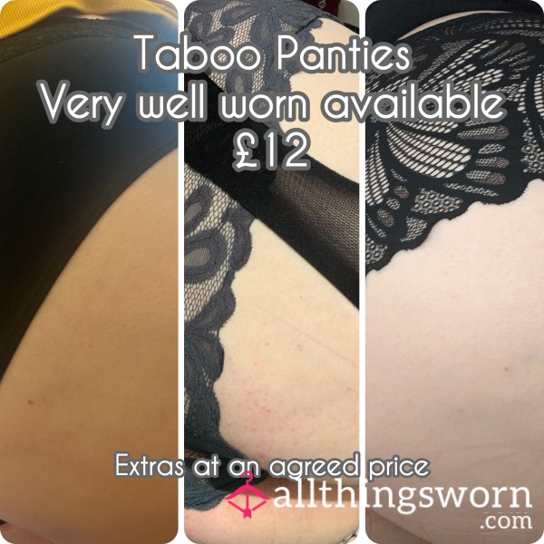 Taboo Panties/Thongs * Disgusting * Well Worn * Extended Wear