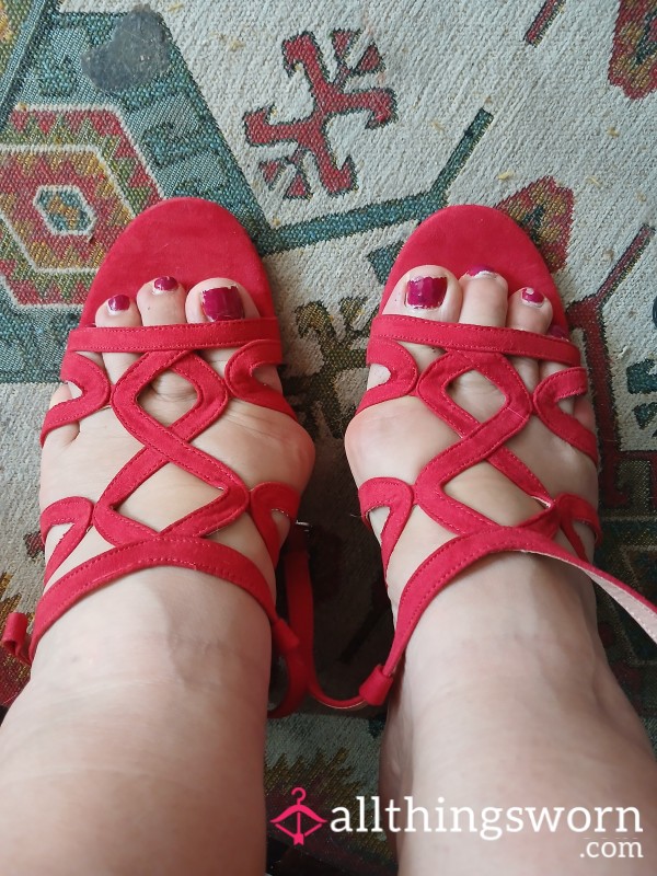 Tacones Rojos, Para Ti, Preciosas Sandalias, Mucho Uso.