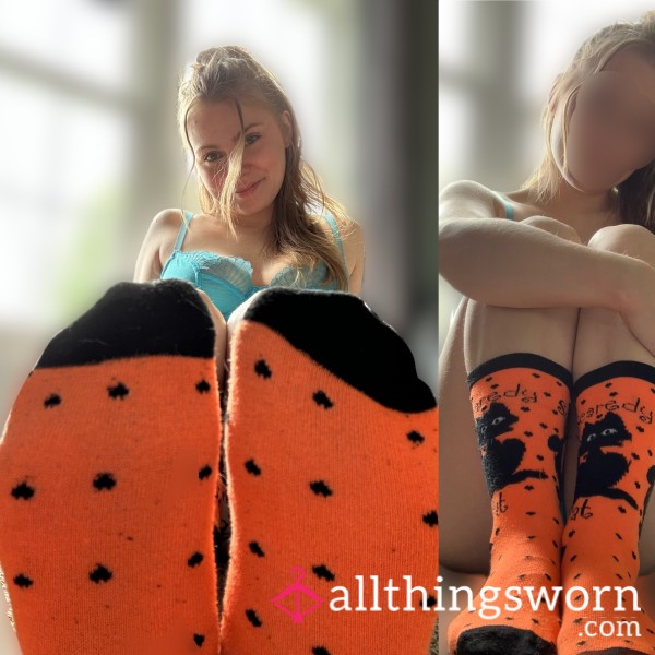 Tall Halloween Cat Socks