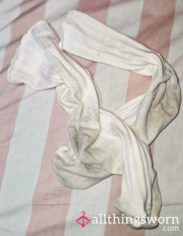 Tall, Thin, White ,Cotton Socks ||Custom Content And U.S Shipping Incl.