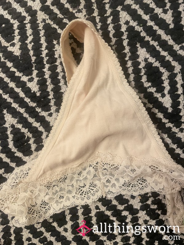 Tan Lace Thong