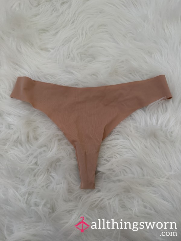 Tan Nylon Thong With Cotton Gusset