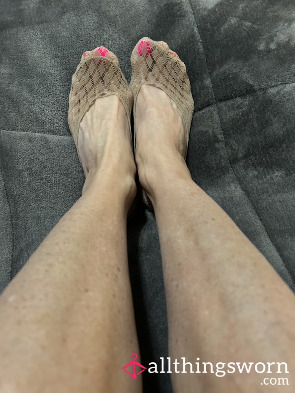 Tan Semi See Through Nylon Socks