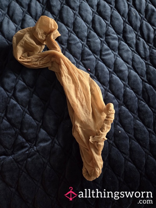 Tan Tights Worn Without Underwear