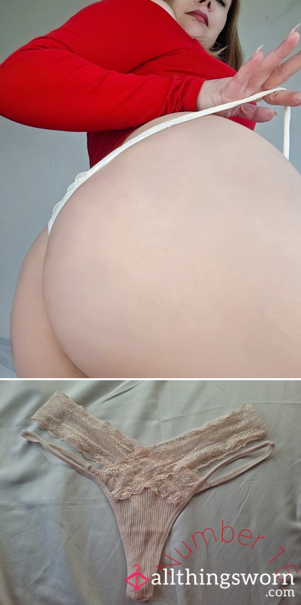 Apricot Thong, Size 38, With Cotton Gusset