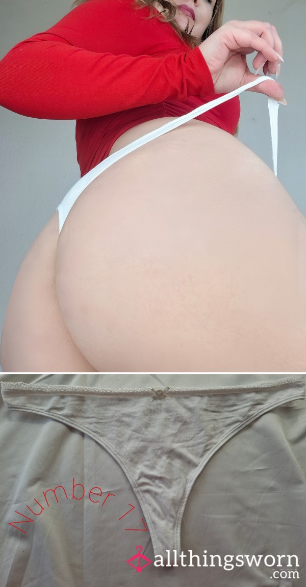 Thong Size 38 White With Cotton Gusset