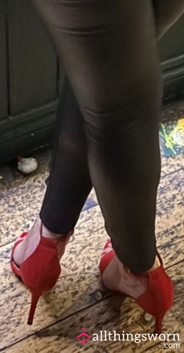 Tantalising Filthy Red P**p-Toe Heels