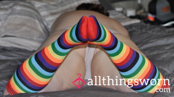 TarheelMilf's Vibrant Winter Warmers: Multi-Colored Knee-High Stockings