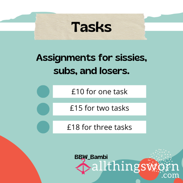 Task Menu From Mistress Bambi