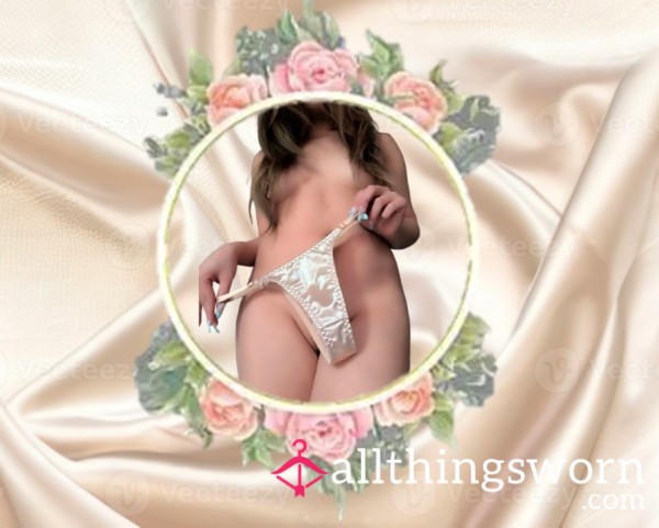 Taste My Asian 🐱 Beige Satin Thongs Worn Just For You 💦