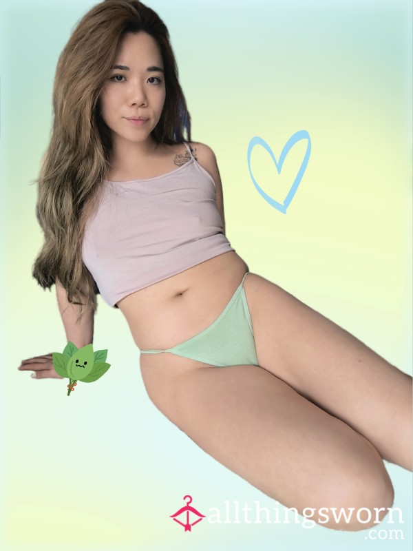 Taste My Asian 🐱💚 Mint Green Tback Thongs Worn Just For You 💚 💦