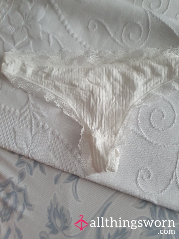 Tatty White Cotton Thong