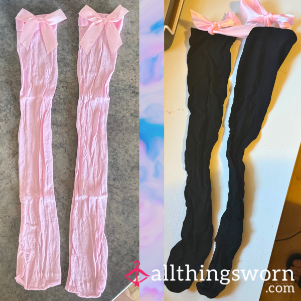 Worn Thigh High Socks 🎀 Bow Stockings | Scented / Soft / Cute
