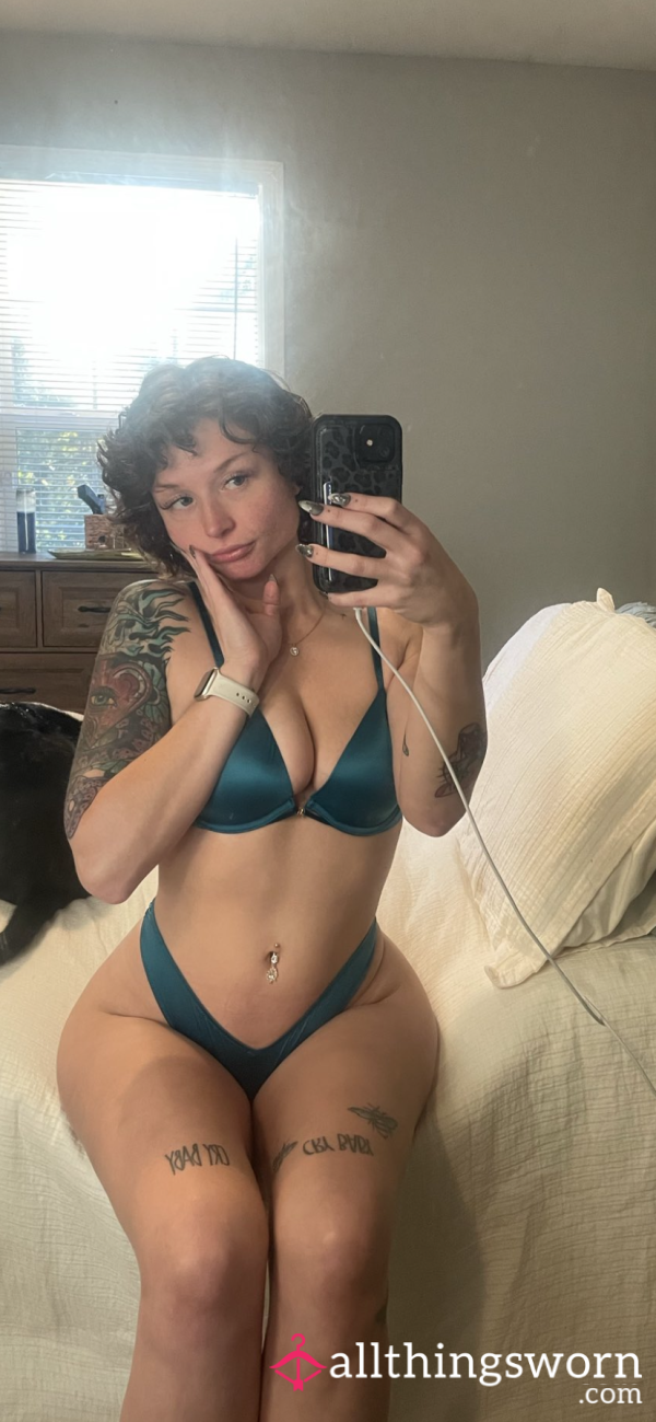Teal Bra And Thong Set