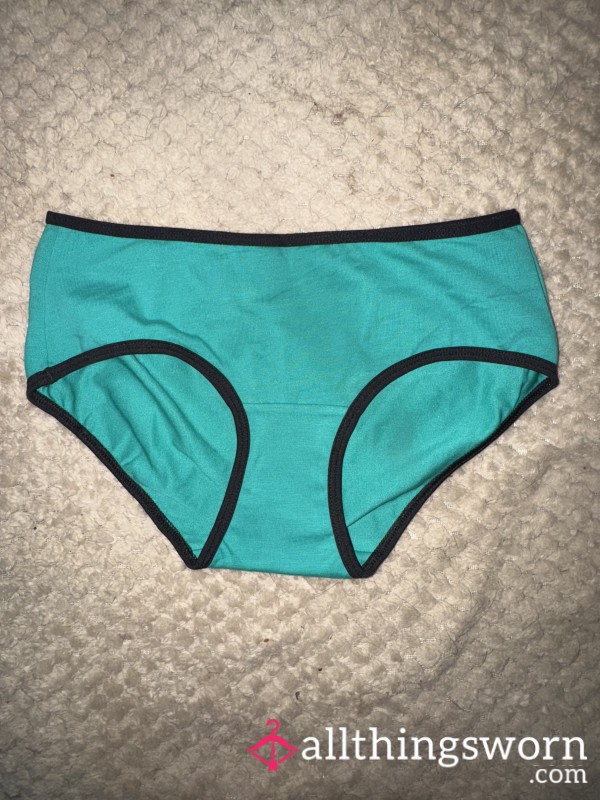 Teal Cotton Full-back Panties
