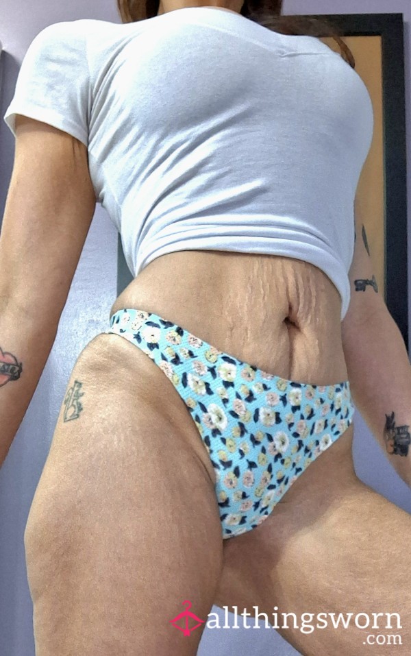 Teal Flor*l Thong