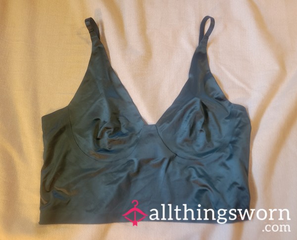 Teal Green Unlined Satin Bralette - Danskin Brand - Size XL