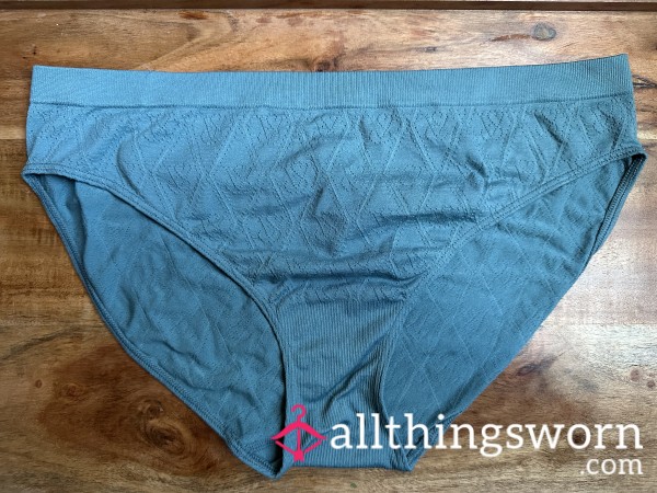 Teal Temptation 💚 Worn Diamond-Texture Panties – Cozy With A Twist