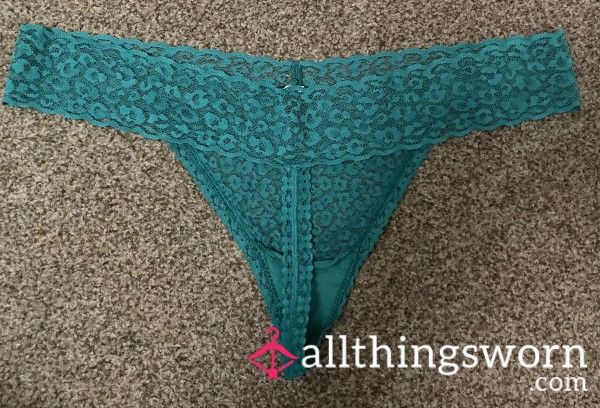 Teal/turquoise Lacy Cotton Thongggg 👅🔥 Want Me To Wear It For You? ⭐️
