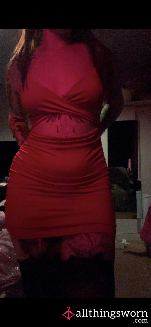 Teasing In Short Red Dress And C*mming All Over My Di**o