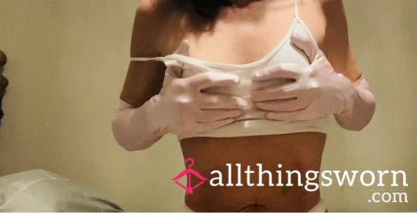 Teasing My Nipples In Pink Satin Gloves